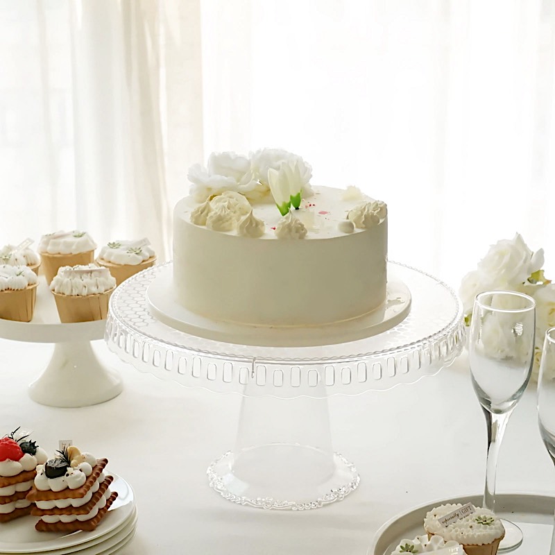 4 Round 13 in Plastic CUPCAKE STANDS Dessert Pedestals Scalloped Edges Party - Picture 21 of 34