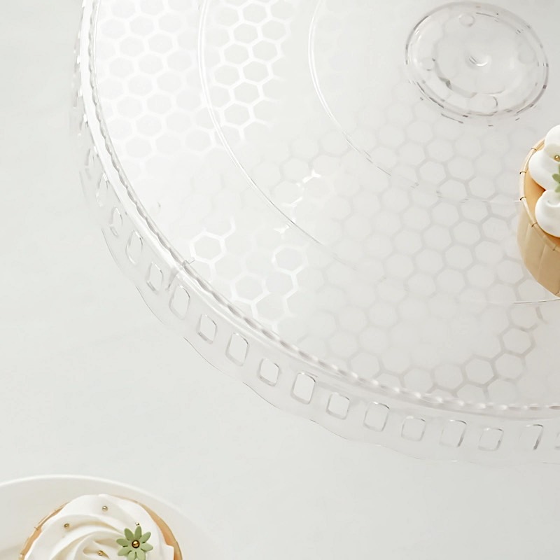 4 Round 13 in Plastic CUPCAKE STANDS Dessert Pedestals Scalloped Edges Party - Picture 25 of 34