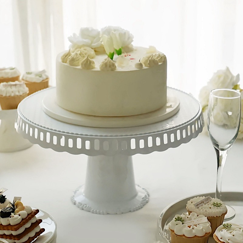 4 Round 13 in Plastic CUPCAKE STANDS Dessert Pedestals Scalloped Edges Party - Picture 29 of 34