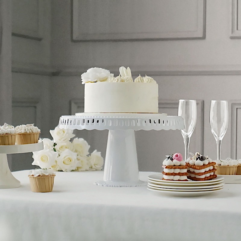 4 Round 13 in Plastic CUPCAKE STANDS Dessert Pedestals Scalloped Edges Party - Picture 31 of 34