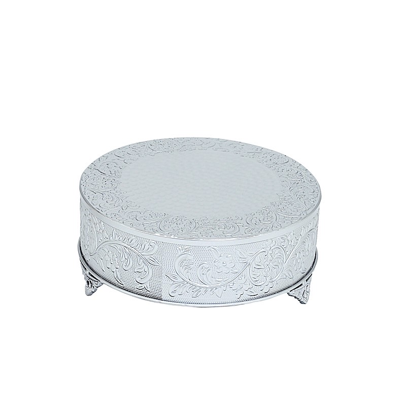 14" wide Round Floral Embossed Cake Stand Dessert Holder Wedding Centerpieces - Picture 10 of 15
