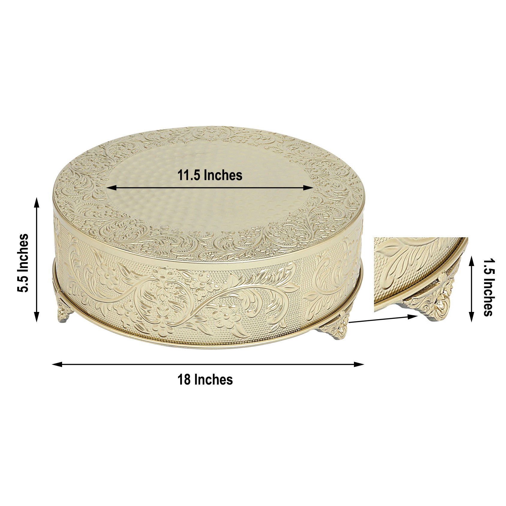 18" wide Round Floral Embossed Cake Stand Dessert Holder Wedding Centerpieces
