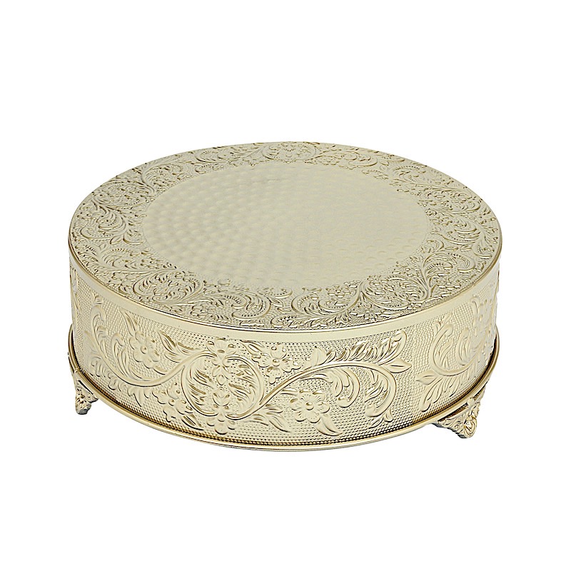 18" wide Round Floral Embossed Cake Stand Dessert Holder Wedding Centerpieces