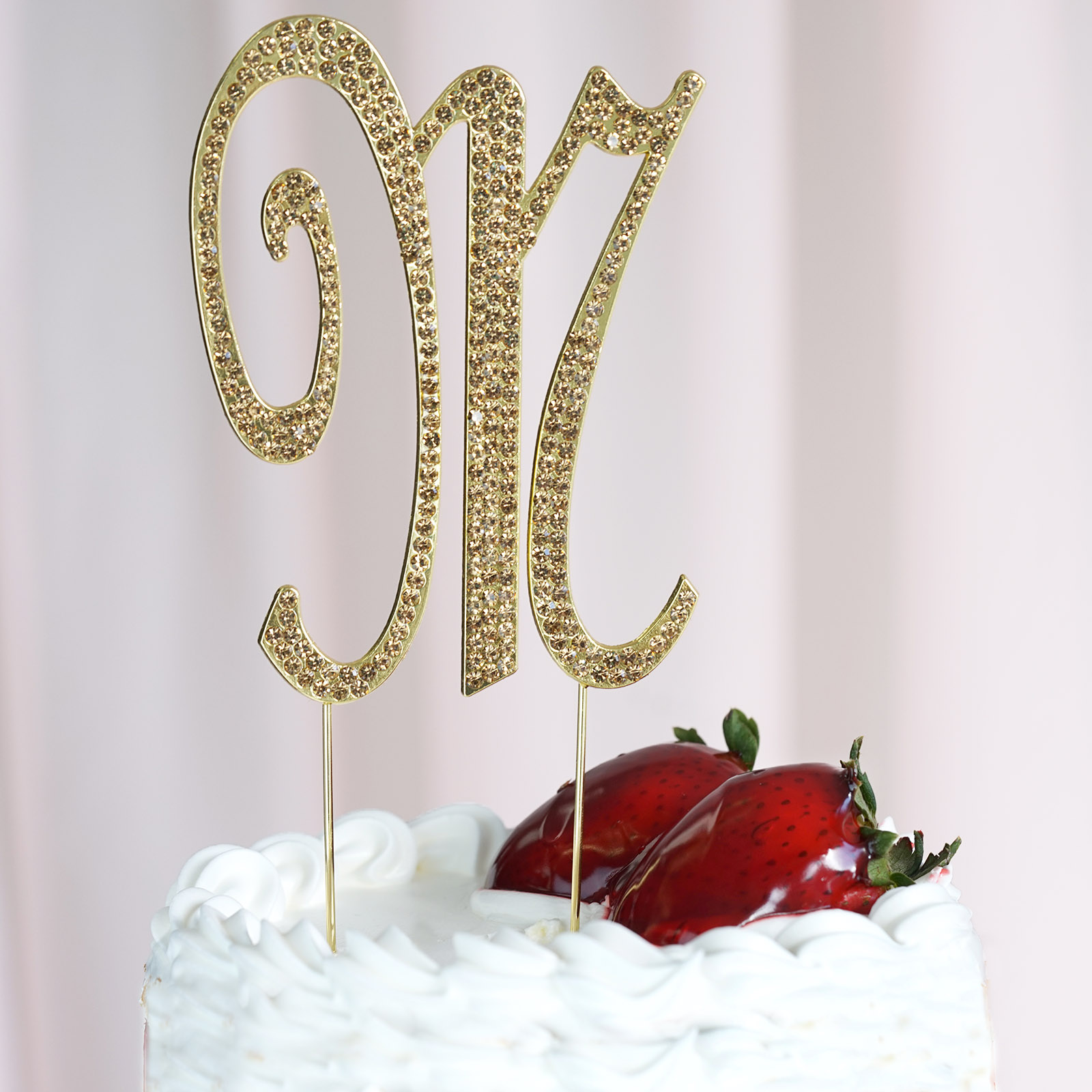 4.5" tall Gold Crystal Rhinestone Cake Topper Wedding Birthday Party Decorations - Picture 95 of 145