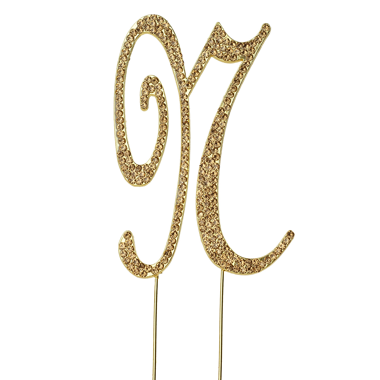 4.5" tall Gold Crystal Rhinestone Cake Topper Wedding Birthday Party Decorations - Picture 98 of 145