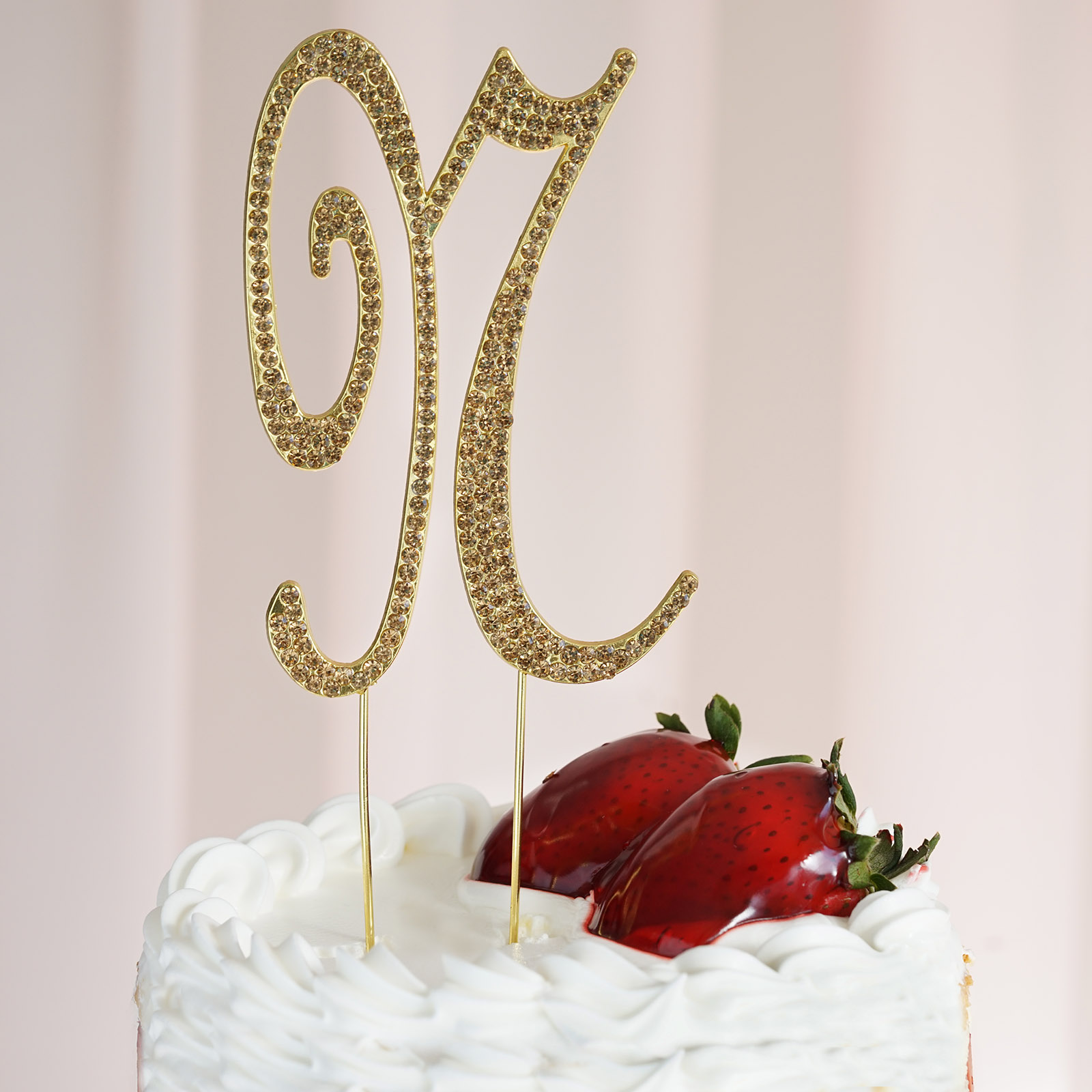 4.5" tall Gold Crystal Rhinestone Cake Topper Wedding Birthday Party Decorations - Picture 99 of 145