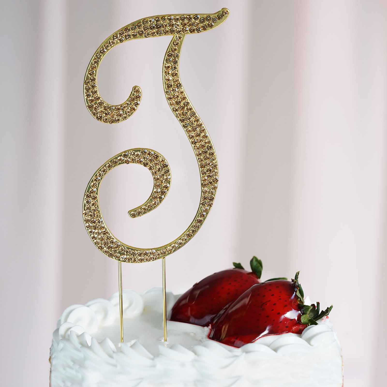 4.5" tall Gold Crystal Rhinestone Cake Topper Wedding Birthday Party Decorations - Picture 119 of 145