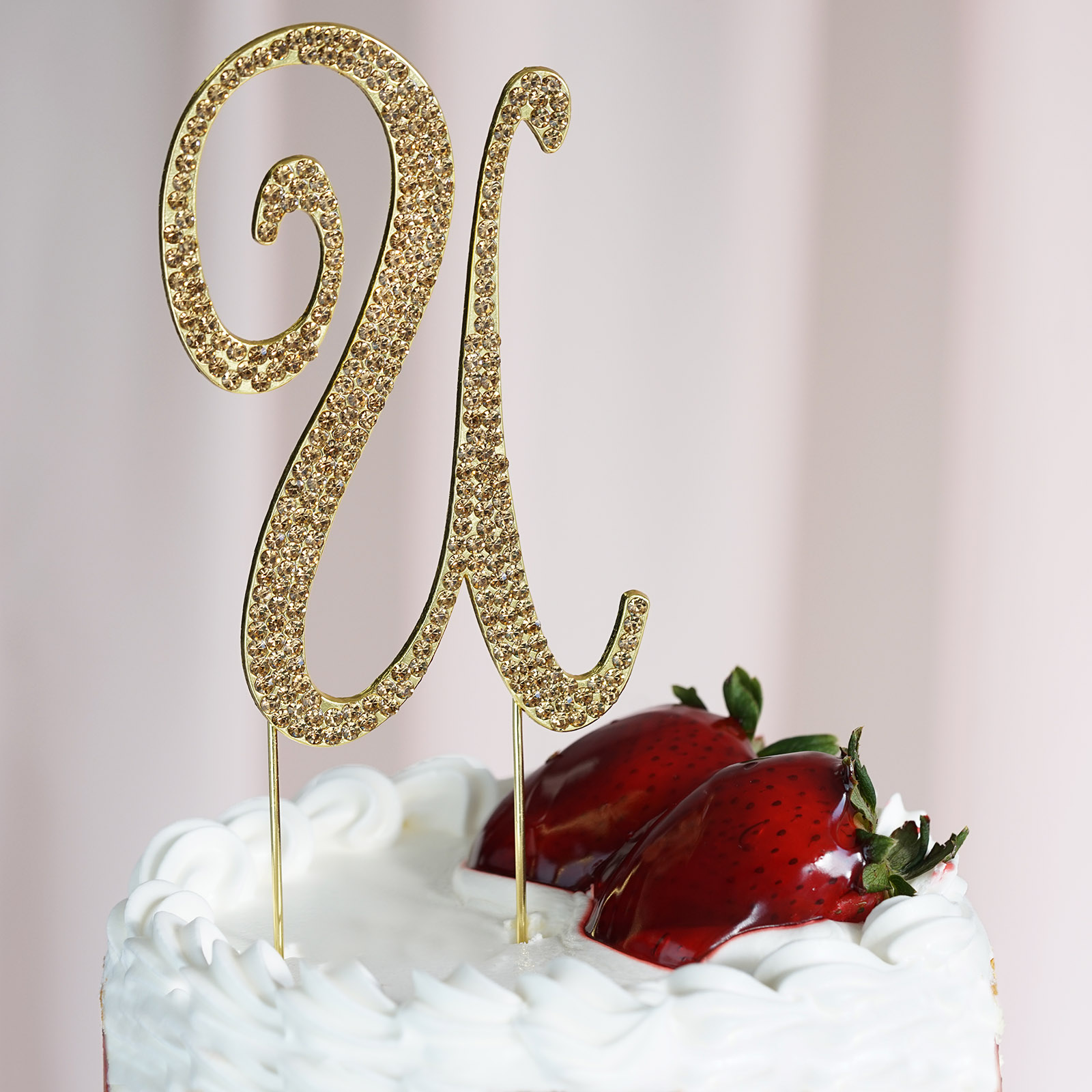 4.5" tall Gold Crystal Rhinestone Cake Topper Wedding Birthday Party Decorations - Picture 123 of 145