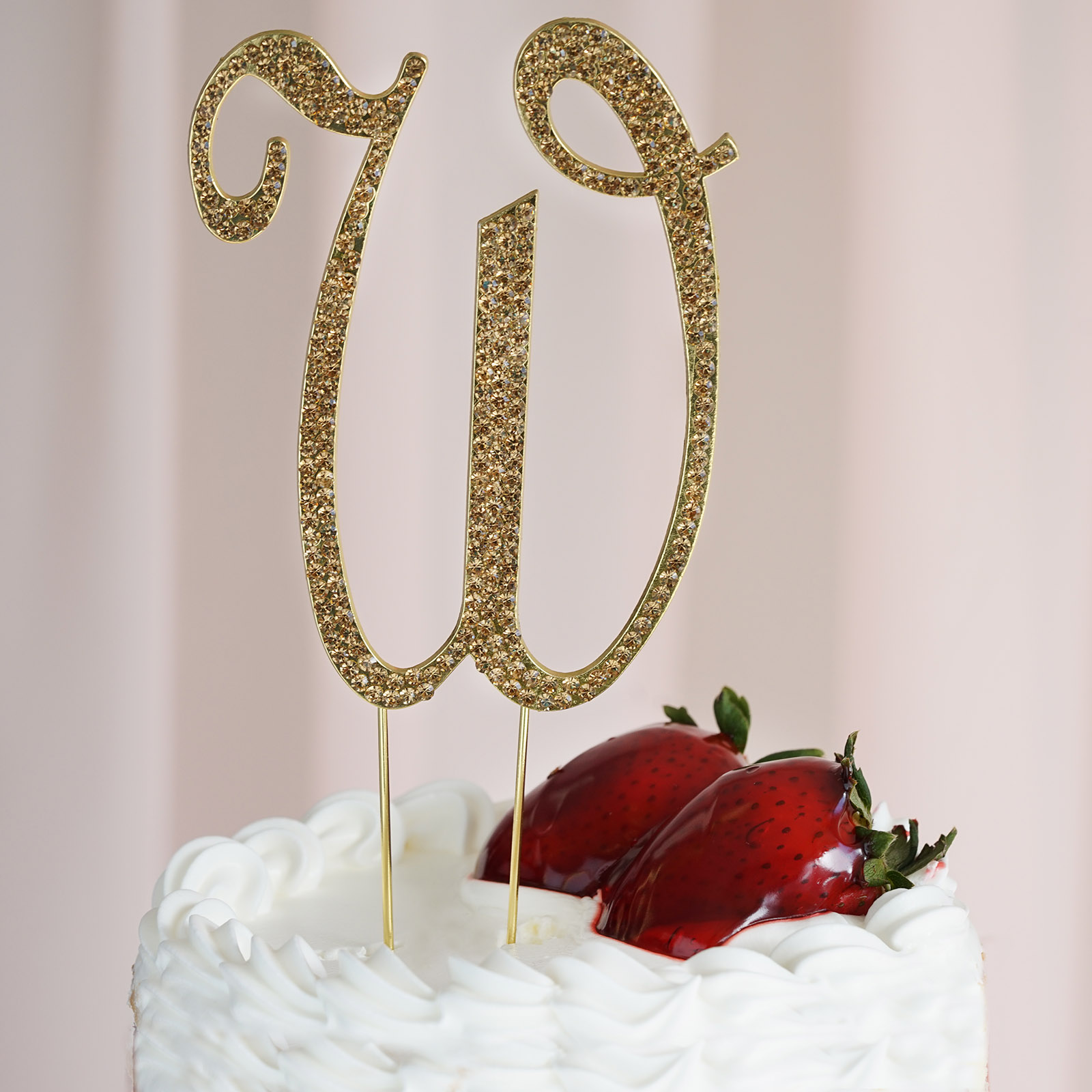 4.5" tall Gold Crystal Rhinestone Cake Topper Wedding Birthday Party Decorations - Picture 131 of 145