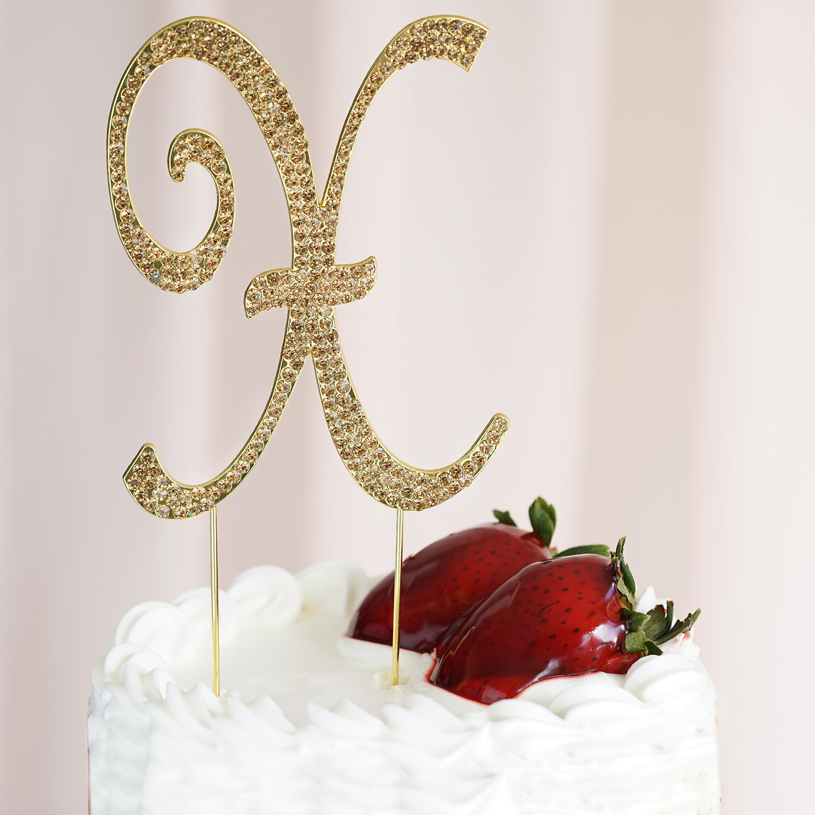 4.5" tall Gold Crystal Rhinestone Cake Topper Wedding Birthday Party Decorations - Picture 135 of 145