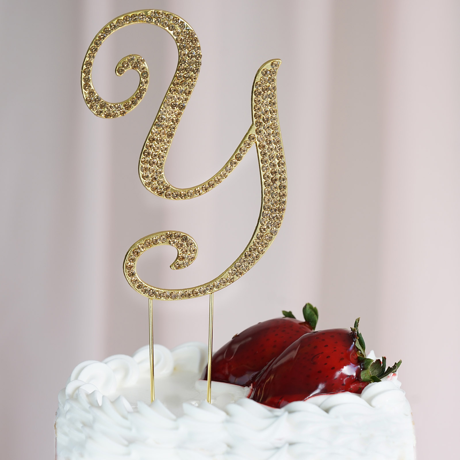 4.5" tall Gold Crystal Rhinestone Cake Topper Wedding Birthday Party Decorations - Picture 139 of 145