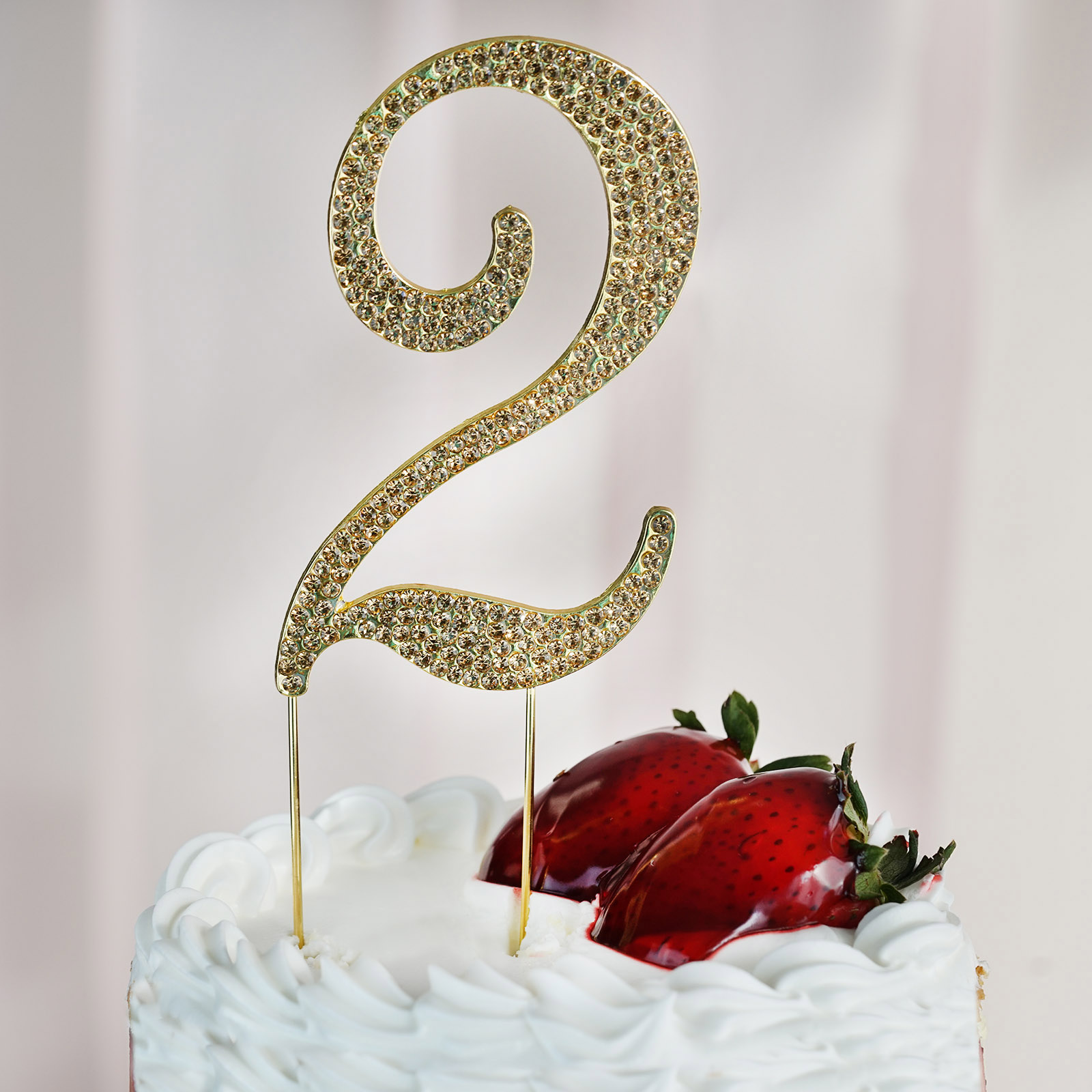 4.5" tall Gold Crystal Rhinestone Cake Topper Wedding Birthday Party Decorations - Picture 11 of 145