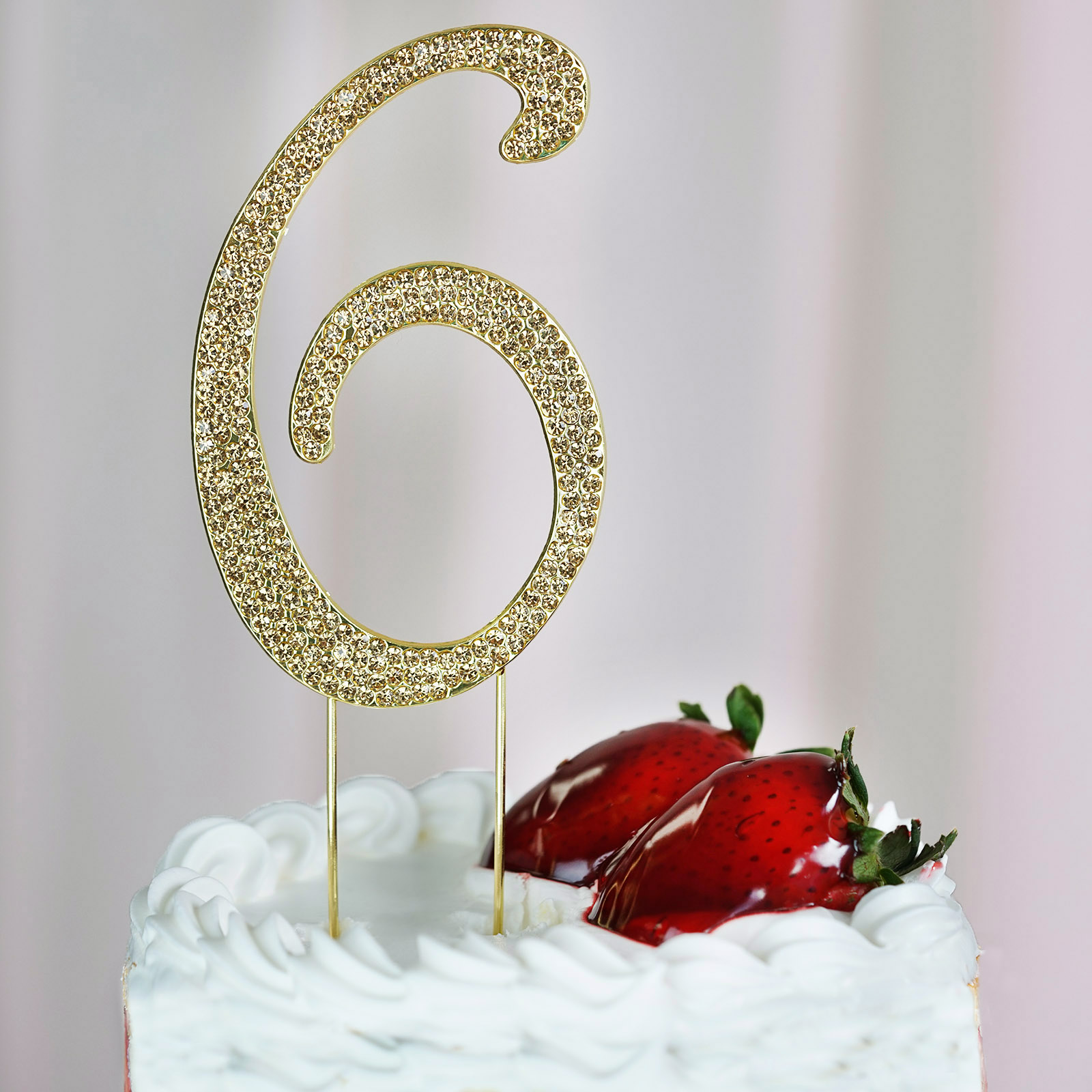 4.5" tall Gold Crystal Rhinestone Cake Topper Wedding Birthday Party Decorations - Picture 31 of 145