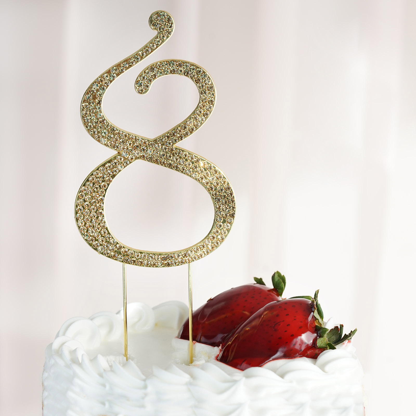 4.5" tall Gold Crystal Rhinestone Cake Topper Wedding Birthday Party Decorations - Picture 41 of 145
