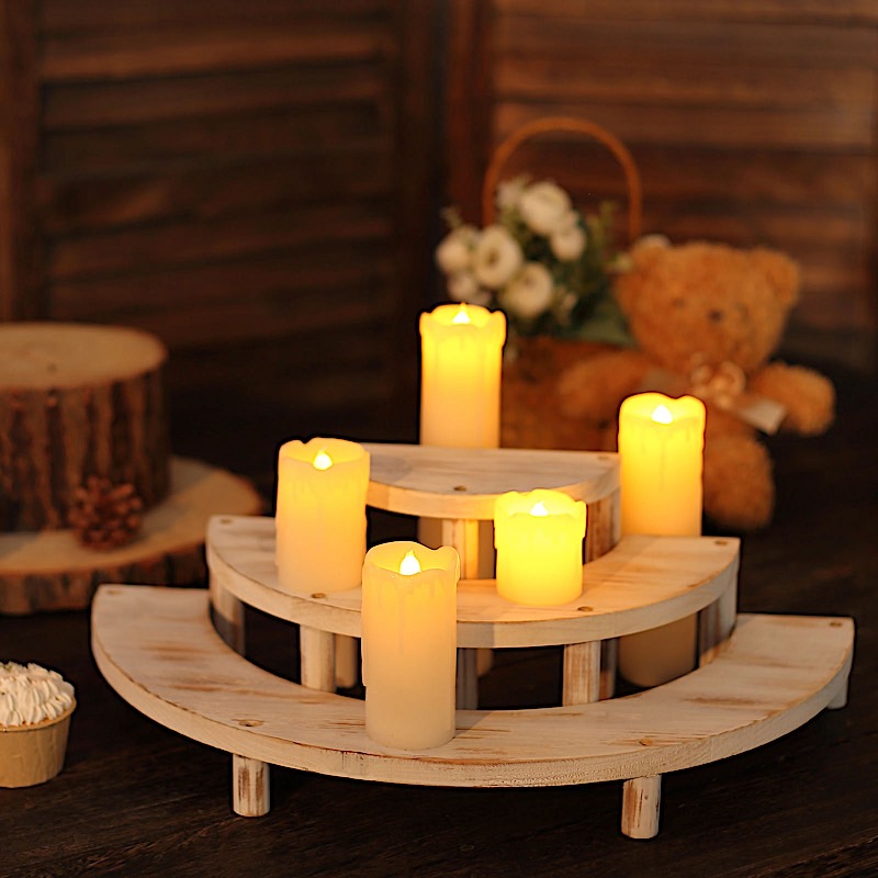 3-Ter, 12-nch Whtewashed Wood Cupcake Desserts Stand | Wood cupcake