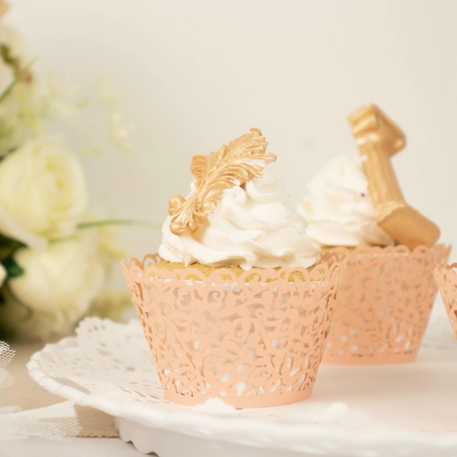 25 forros para magdalenas de papel de encaje cortados con láser envoltorios para fiestas eventos decoraciones - Imagen 52 de 66