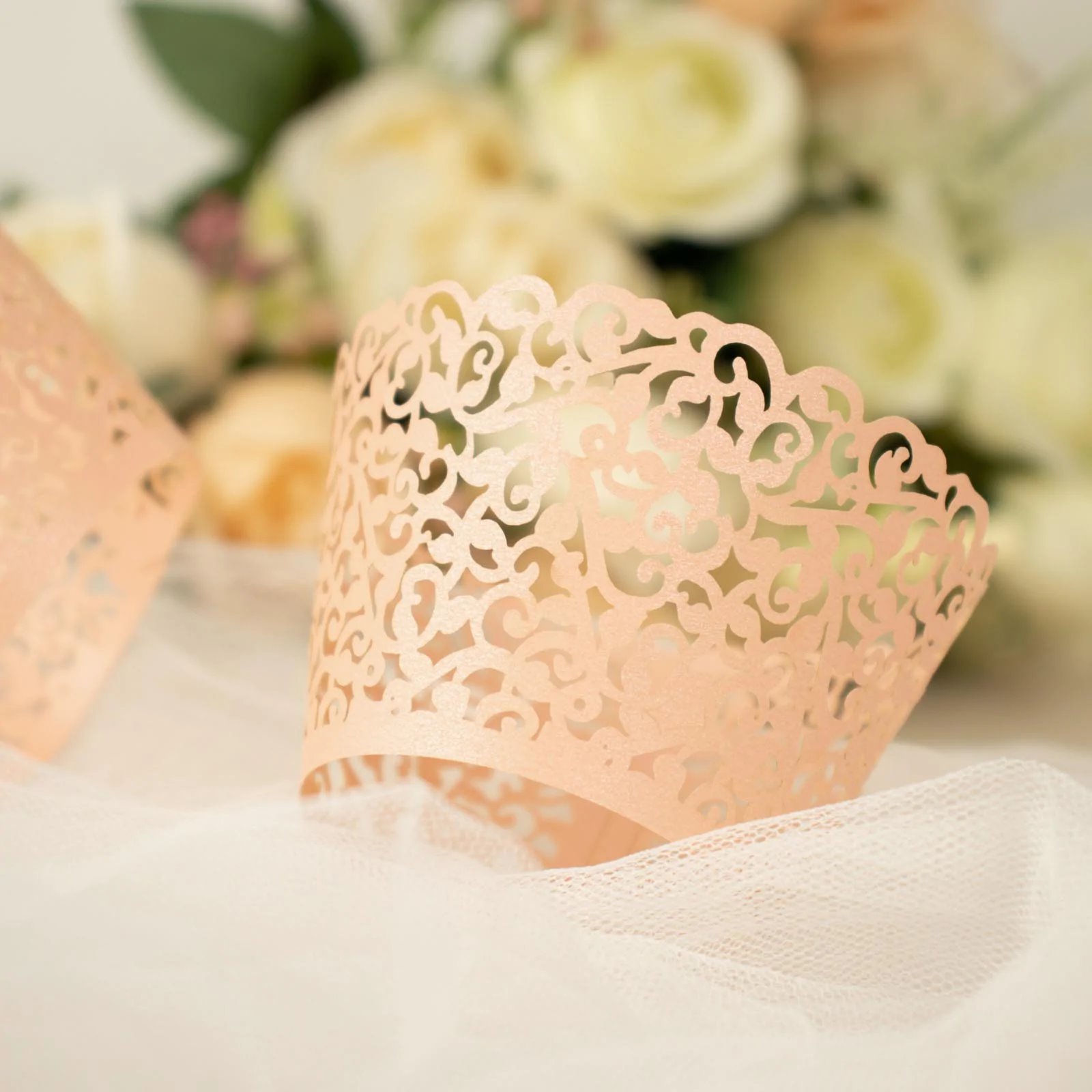 25 forros para magdalenas de papel de encaje cortados con láser envoltorios para fiestas eventos decoraciones - Imagen 55 de 66