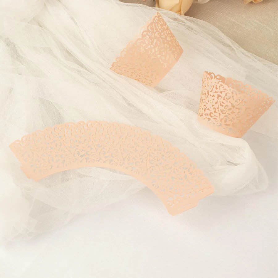 25 forros para magdalenas de papel de encaje cortados con láser envoltorios para fiestas eventos decoraciones - Imagen 57 de 66