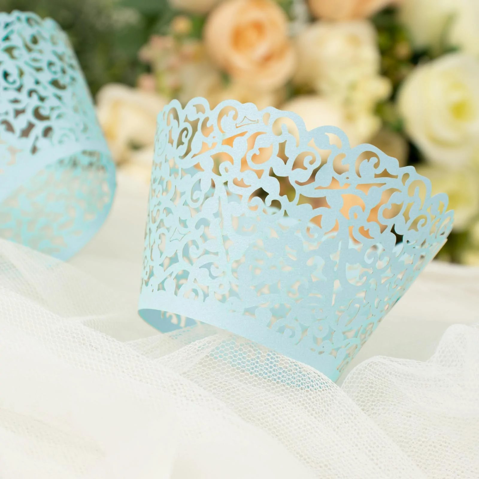 25 forros para magdalenas de papel de encaje cortados con láser envoltorios para fiestas eventos decoraciones - Imagen 15 de 66