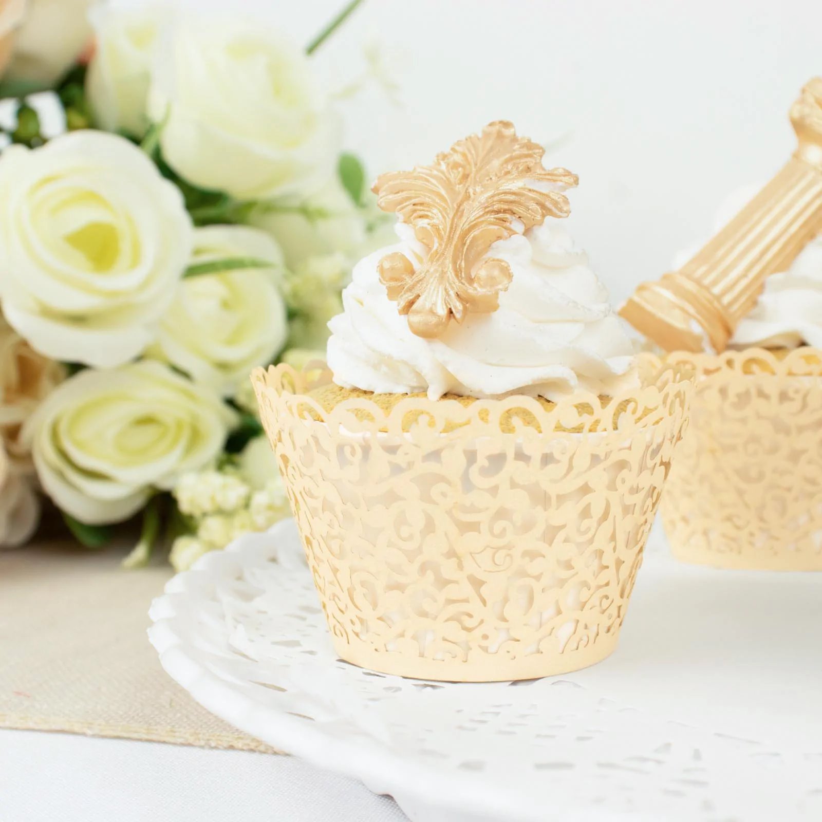 25 forros para magdalenas de papel de encaje cortados con láser envoltorios para fiestas eventos decoraciones - Imagen 28 de 66