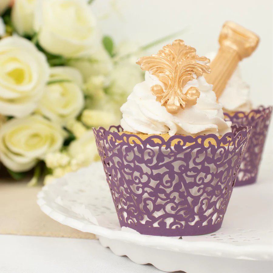 25 forros para magdalenas de papel de encaje cortados con láser envoltorios para fiestas eventos decoraciones - Imagen 44 de 66