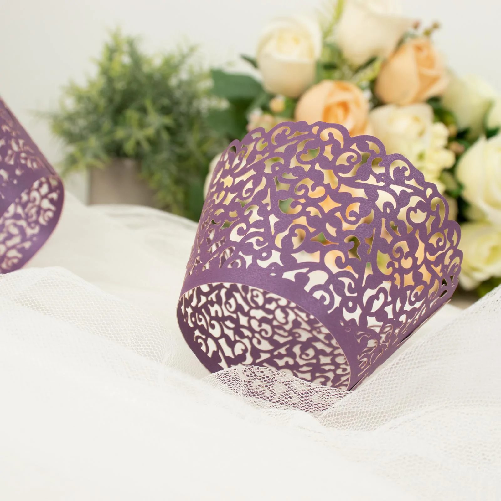 25 forros para magdalenas de papel de encaje cortados con láser envoltorios para fiestas eventos decoraciones - Imagen 47 de 66
