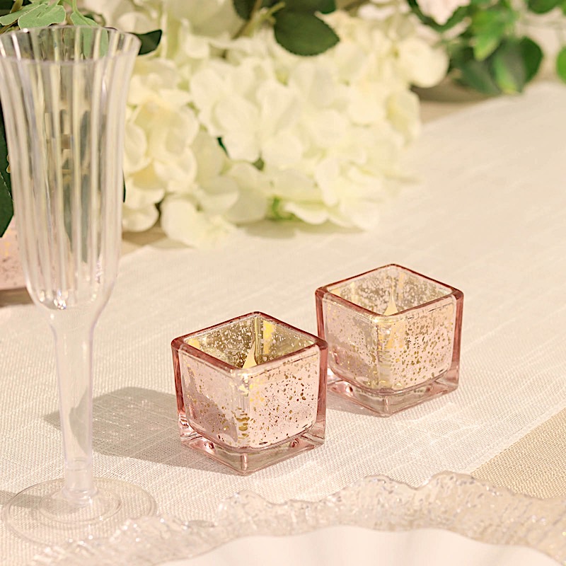 12 Square 2" Speckled Mercury Glass Votive CANDLE HOLDERS Party Home Decorations - Picture 11 of 18