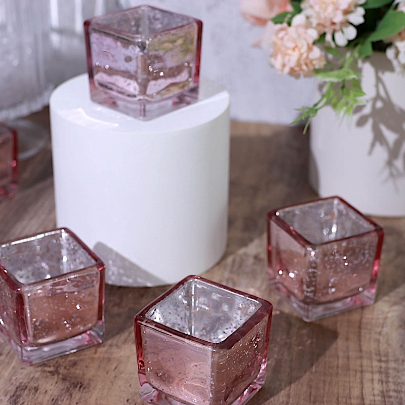 12 Square 2" Speckled Mercury Glass Votive CANDLE HOLDERS Party Home Decorations - Picture 18 of 18