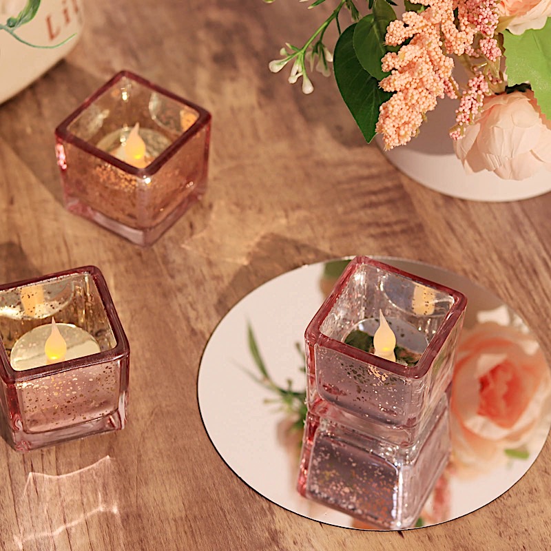 12 Square 2" Speckled Mercury Glass Votive CANDLE HOLDERS Party Home Decorations - Picture 16 of 18