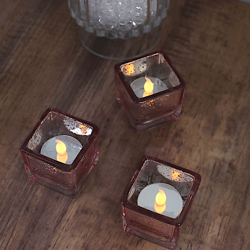 12 Square 2" Speckled Mercury Glass Votive CANDLE HOLDERS Party Home Decorations - Picture 15 of 18