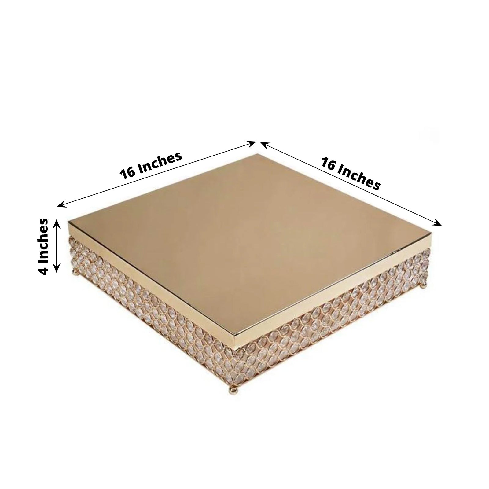 CAKE STAND 16" wide Square Crystal Beads Wedding Birthday Party Home Decorations - Picture 6 of 13