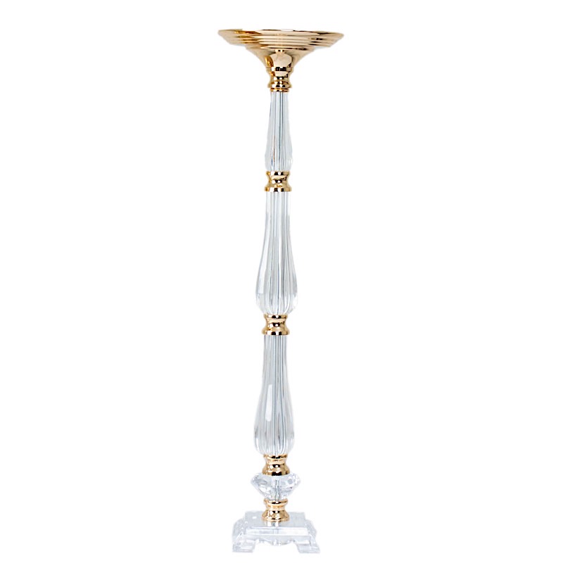32" GOLD CLEAR Metal Acrylic Crystal Pillar CANDLE HOLDER Pedestal Stand Party detailed image 2