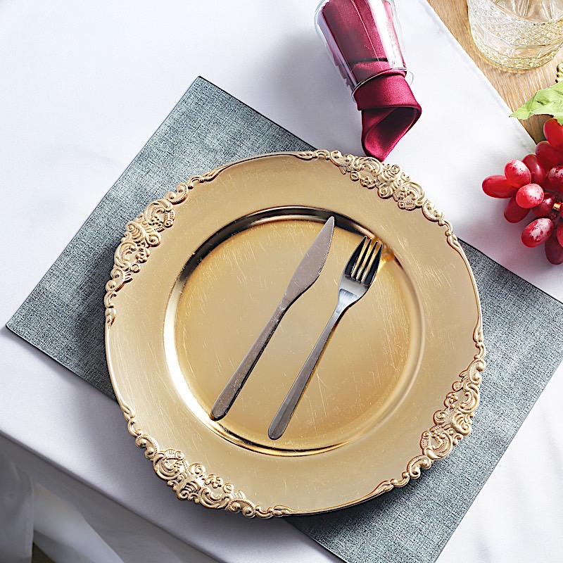 24 pcs 13" Round with Embossed Rim Charger Plates Wedding Table Top Decorations - Picture 72 of 153