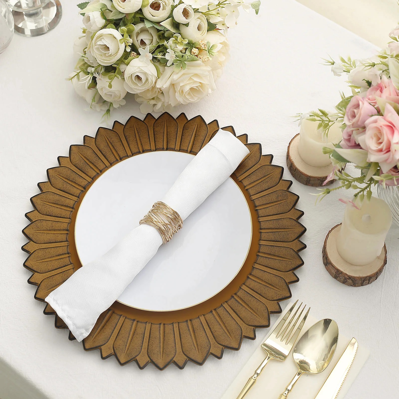 6 Matte 13" Sunflower Design Plastic Round Dinner Charger Plates Party Events - Picture 30 of 34