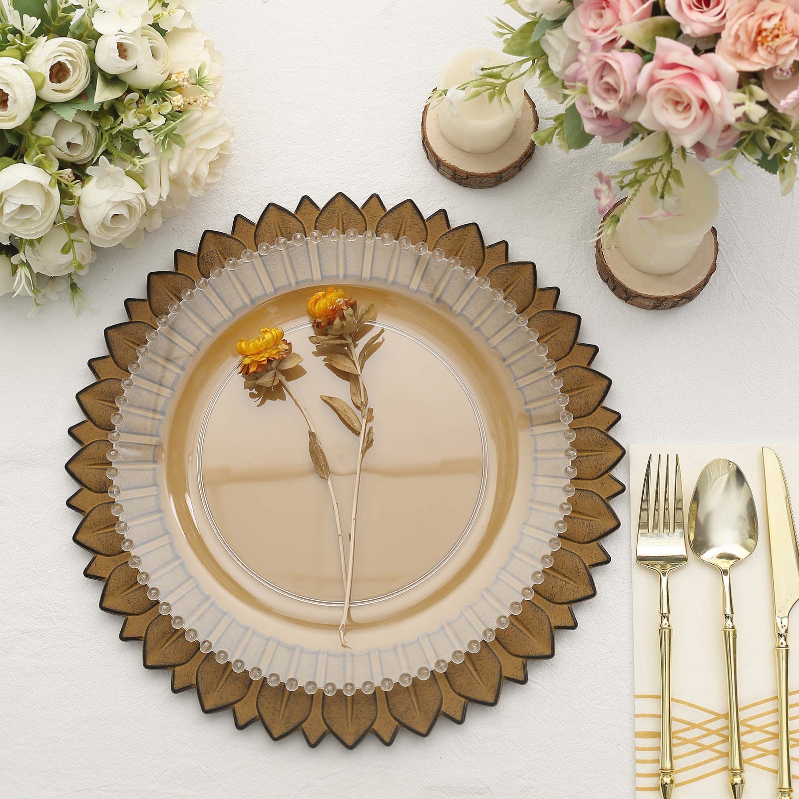 6 Matte 13" Sunflower Design Plastic Round Dinner Charger Plates Party Events - Picture 32 of 34