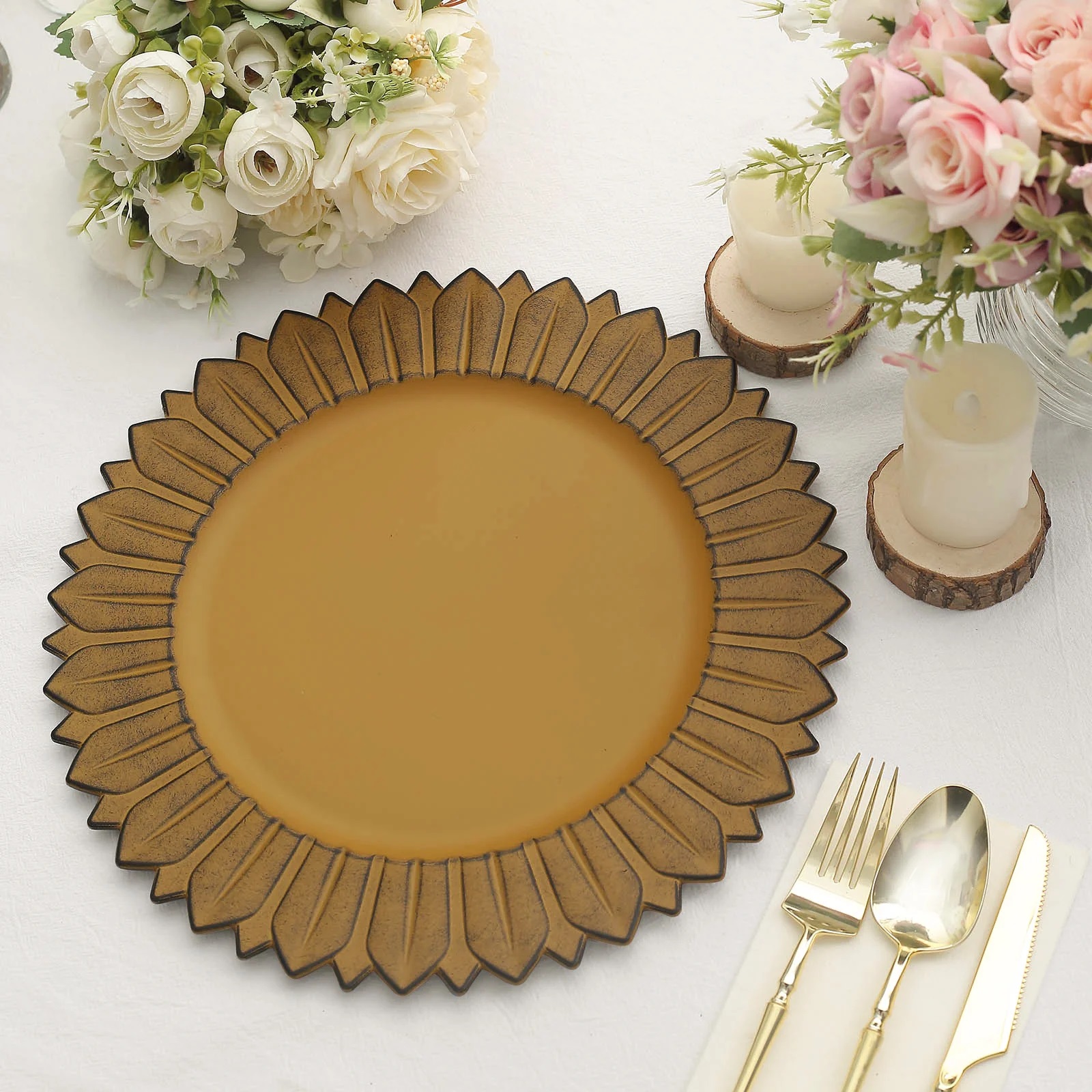6 Matte 13" Sunflower Design Plastic Round Dinner Charger Plates Party Events - Picture 34 of 34