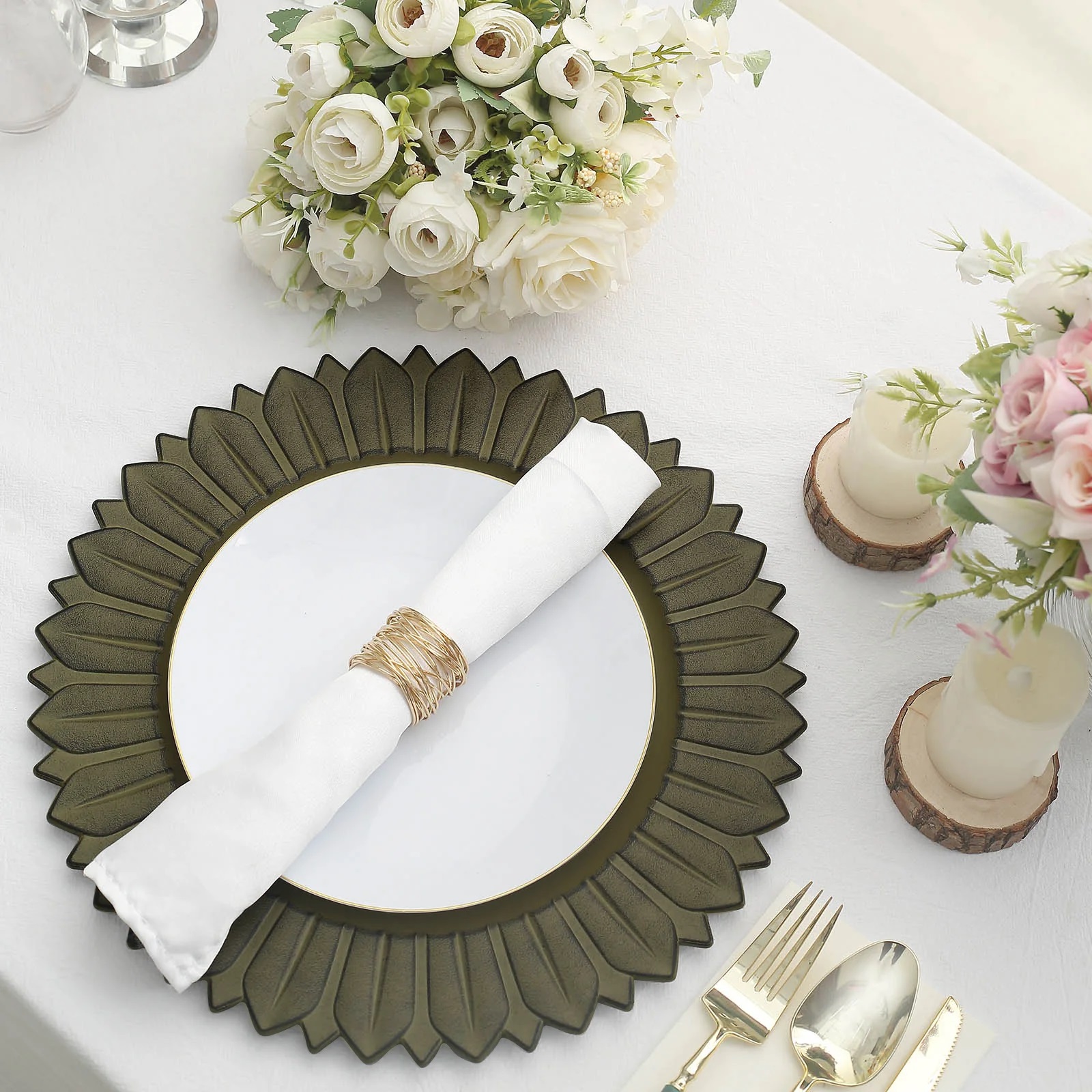 6 Matte 13" Sunflower Design Plastic Round Dinner Charger Plates Party Events - Picture 13 of 34