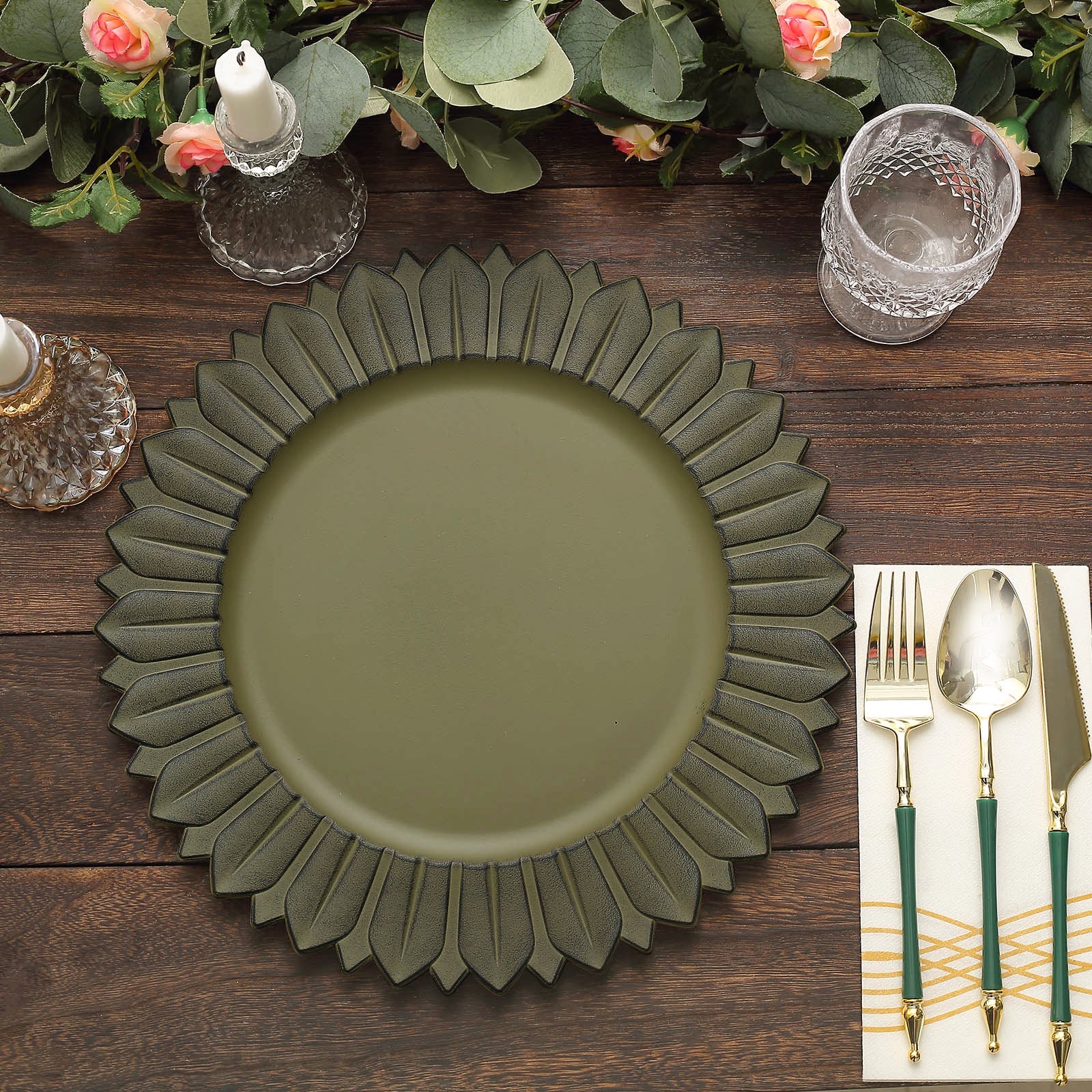 6 Matte 13" Sunflower Design Plastic Round Dinner Charger Plates Party Events - Picture 14 of 34