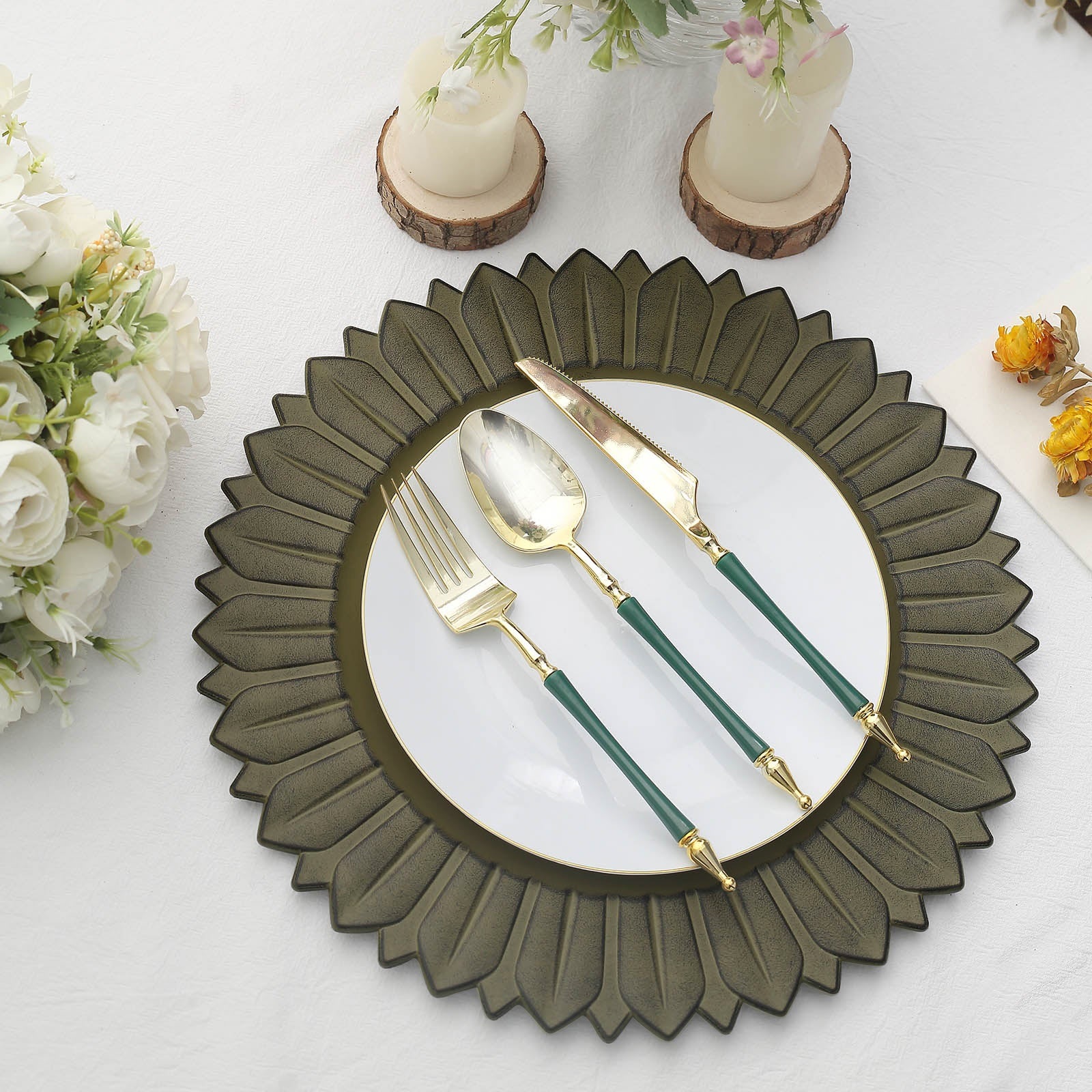6 Matte 13" Sunflower Design Plastic Round Dinner Charger Plates Party Events - Picture 15 of 34