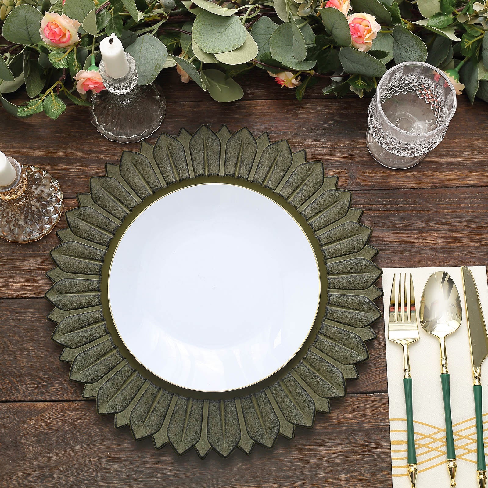 6 Matte 13" Sunflower Design Plastic Round Dinner Charger Plates Party Events - Picture 17 of 34
