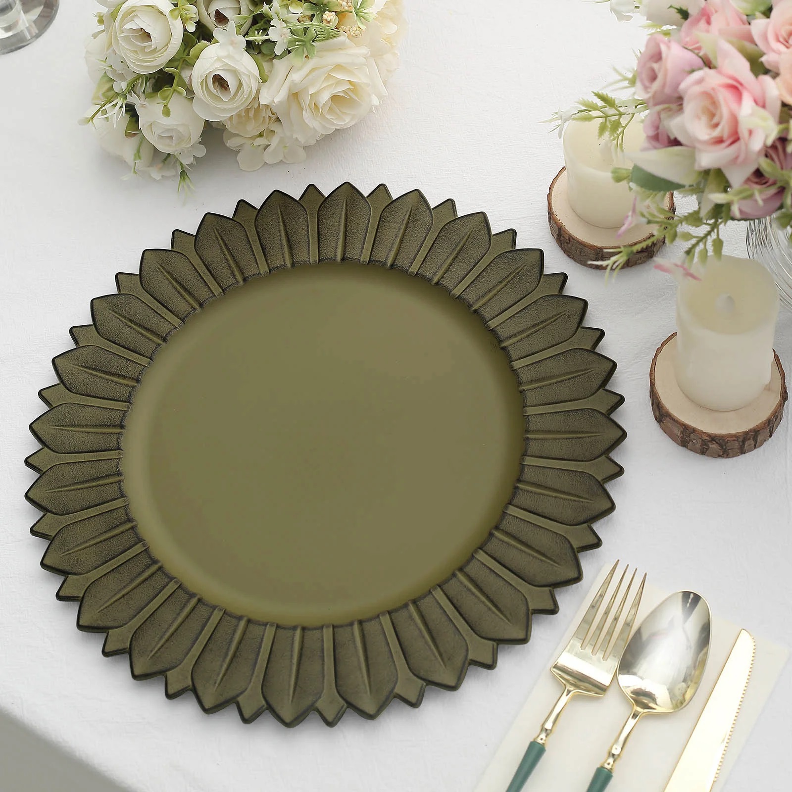 6 Matte 13" Sunflower Design Plastic Round Dinner Charger Plates Party Events - Picture 18 of 34