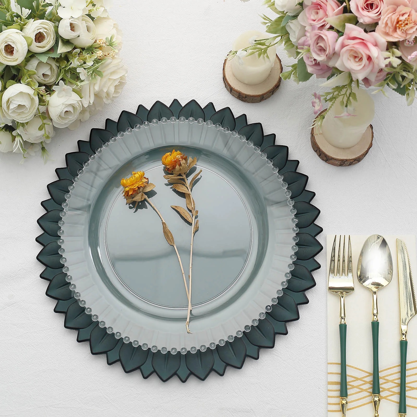 6 Matte 13" Sunflower Design Plastic Round Dinner Charger Plates Party Events - Picture 22 of 34