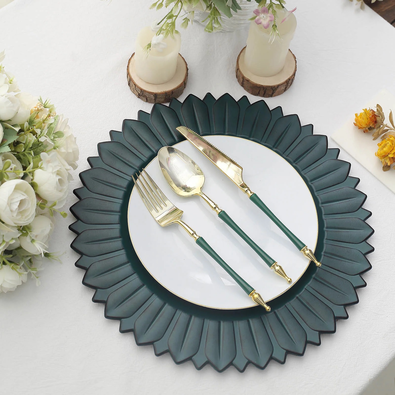 6 Matte 13" Sunflower Design Plastic Round Dinner Charger Plates Party Events - Picture 23 of 34