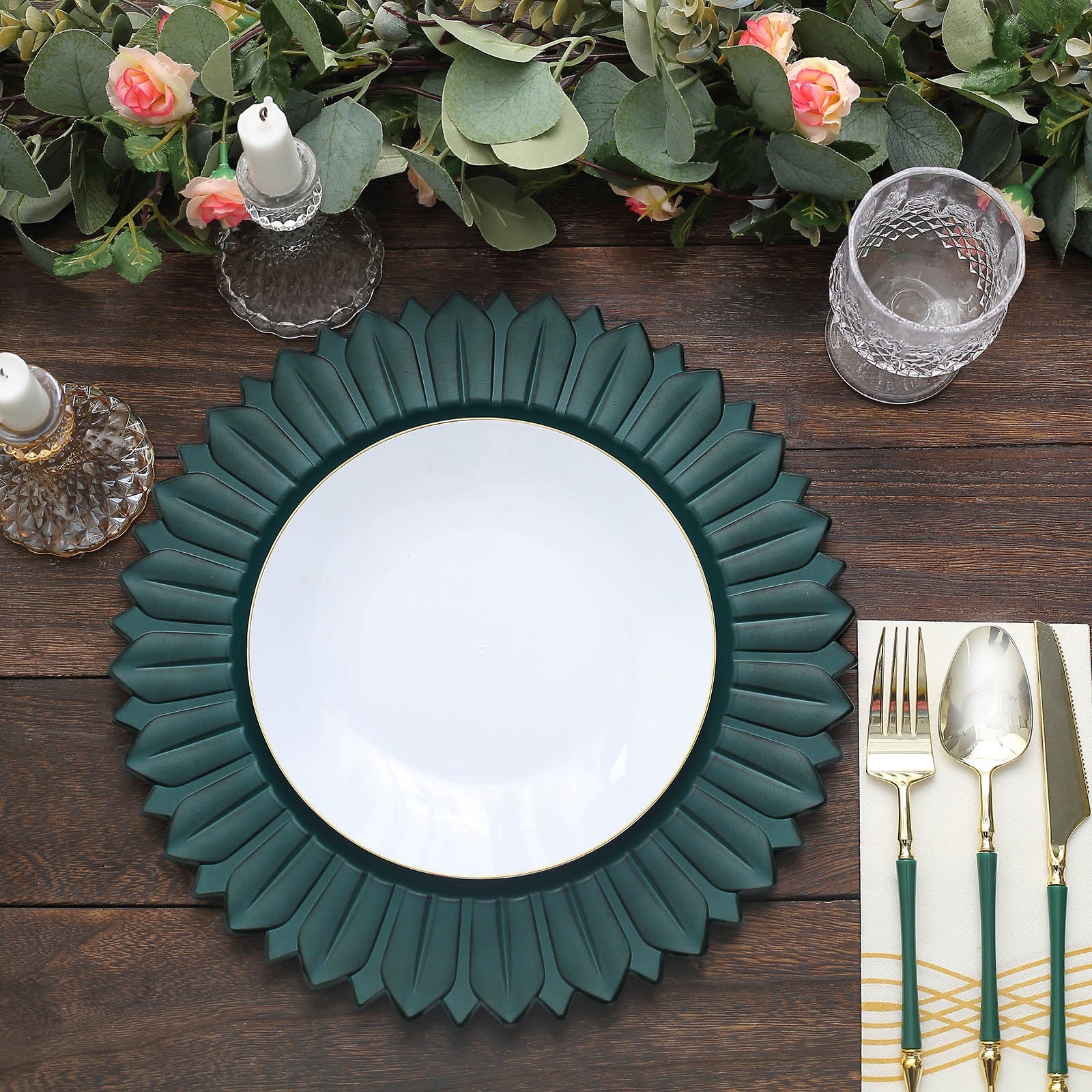 6 Matte 13" Sunflower Design Plastic Round Dinner Charger Plates Party Events - Picture 24 of 34
