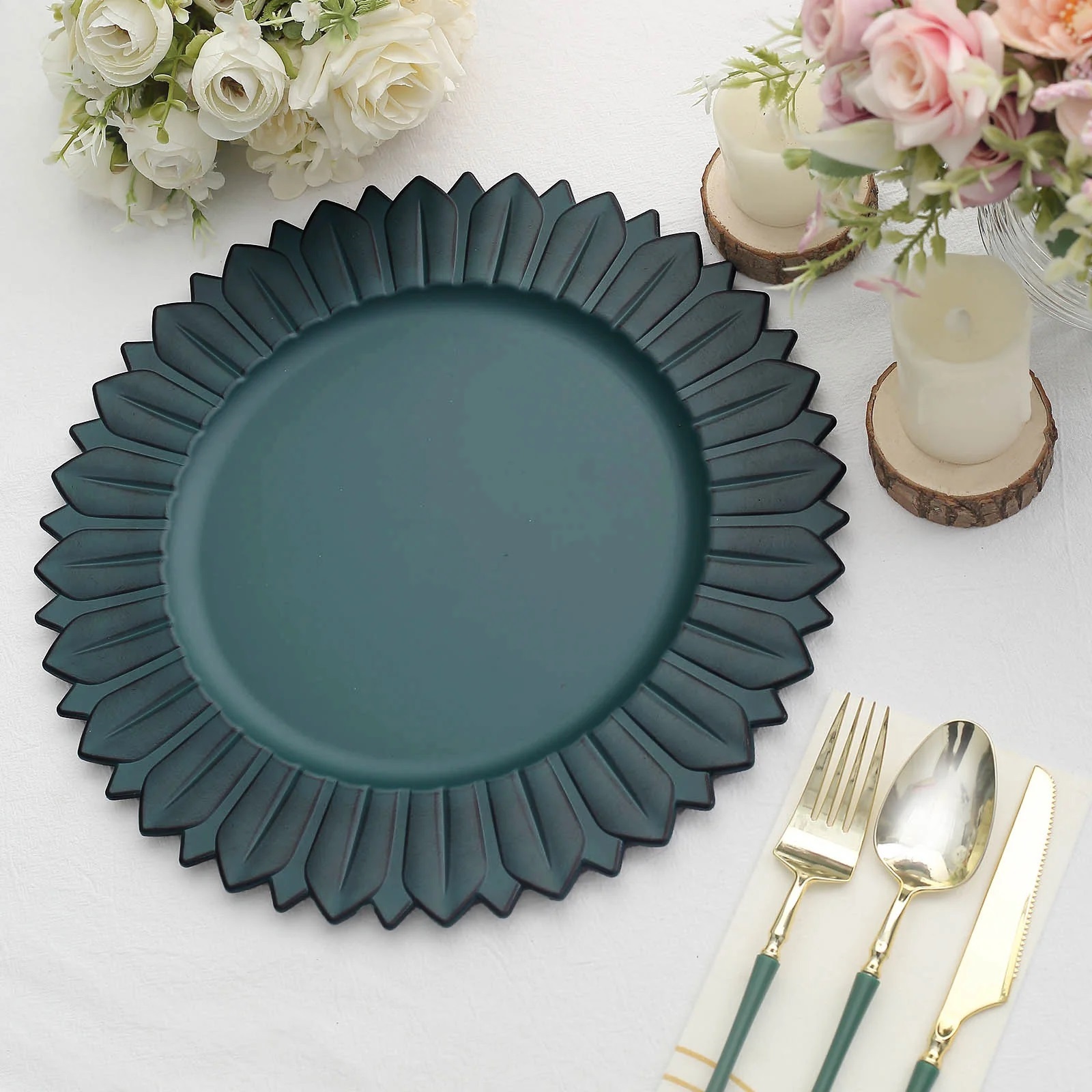 6 Matte 13" Sunflower Design Plastic Round Dinner Charger Plates Party Events - Picture 25 of 34