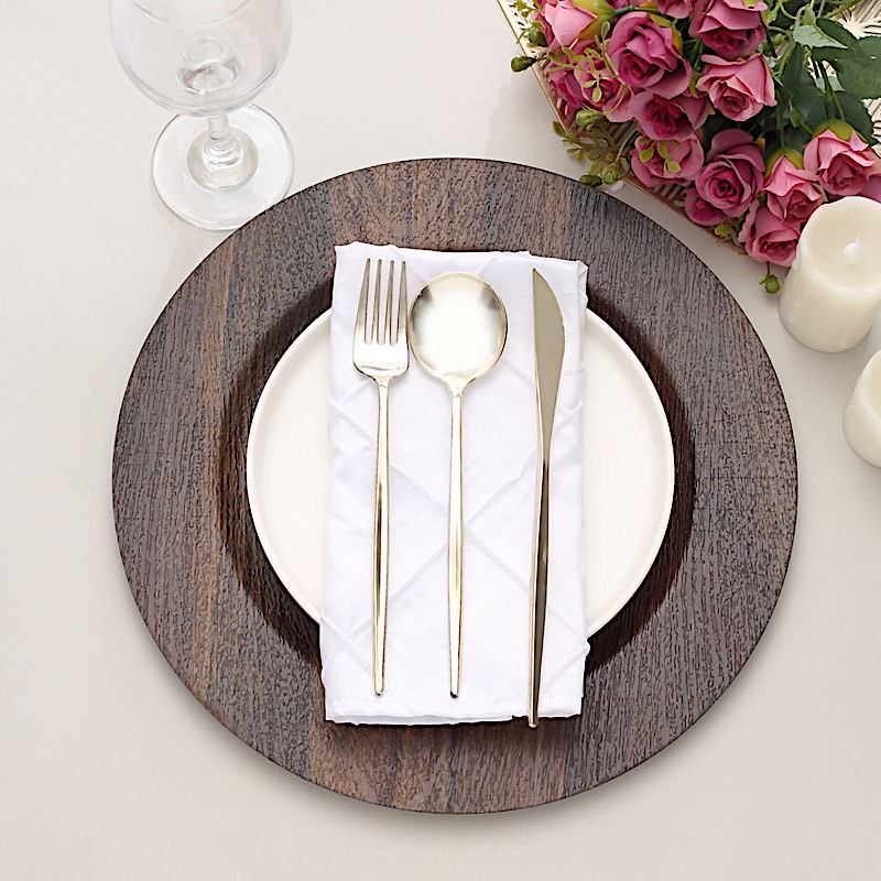 6 Round 13" Rustic Faux Wood Plastic Charger Plates Party Events Decorations - Picture 9 of 26