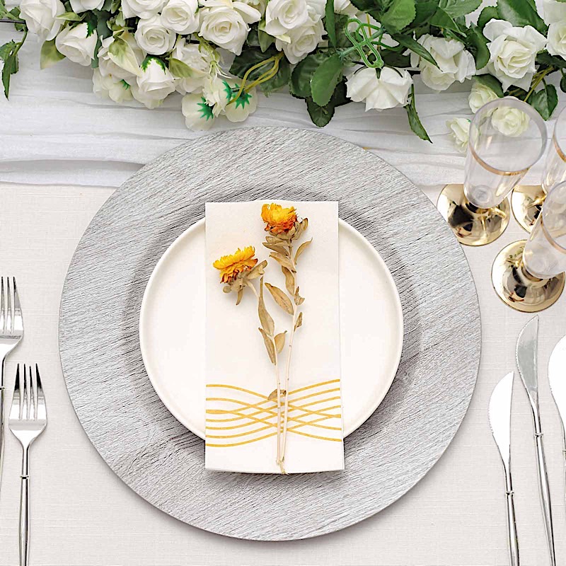 6 Round 13" Rustic Faux Wood Plastic Charger Plates Party Events Decorations - Picture 14 of 26