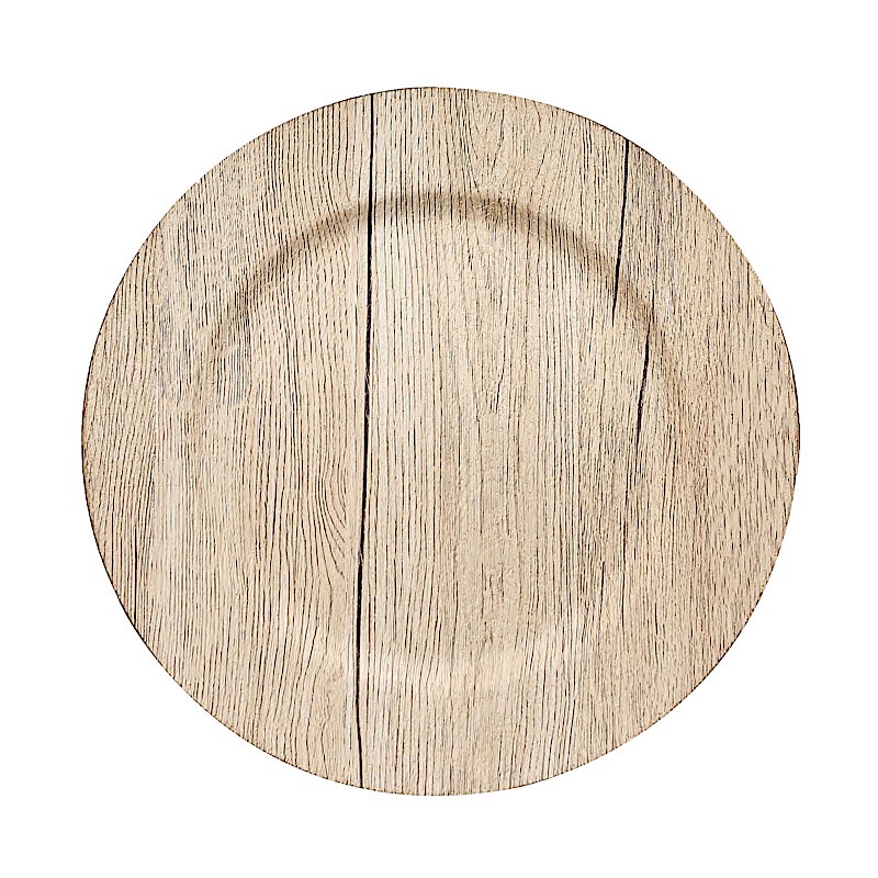6 Round 13" Rustic Faux Wood Plastic Charger Plates Party Events Decorations - Picture 19 of 26