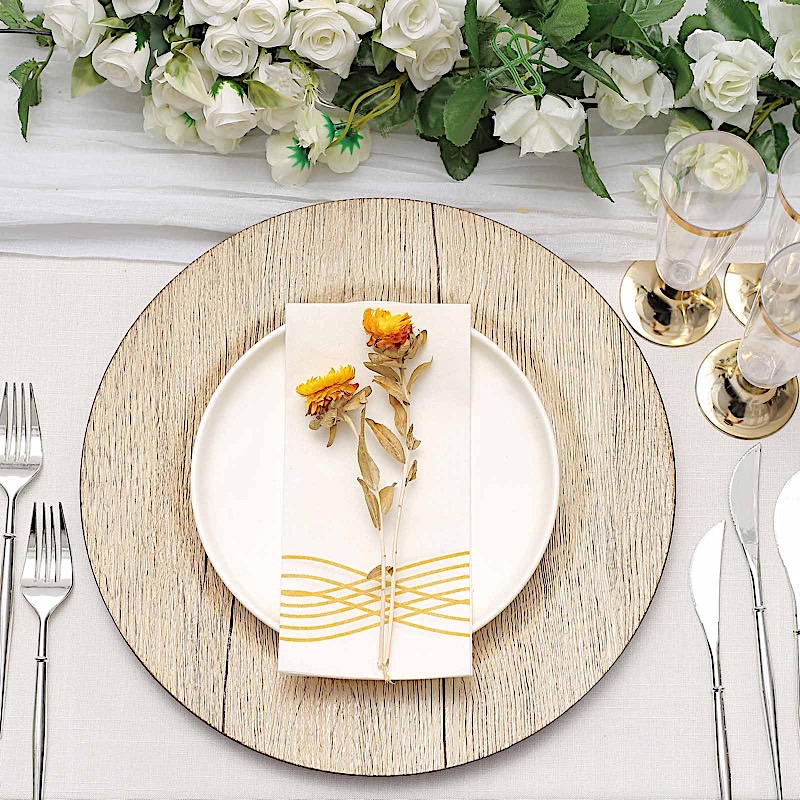 6 Round 13" Rustic Faux Wood Plastic Charger Plates Party Events Decorations - Picture 22 of 26