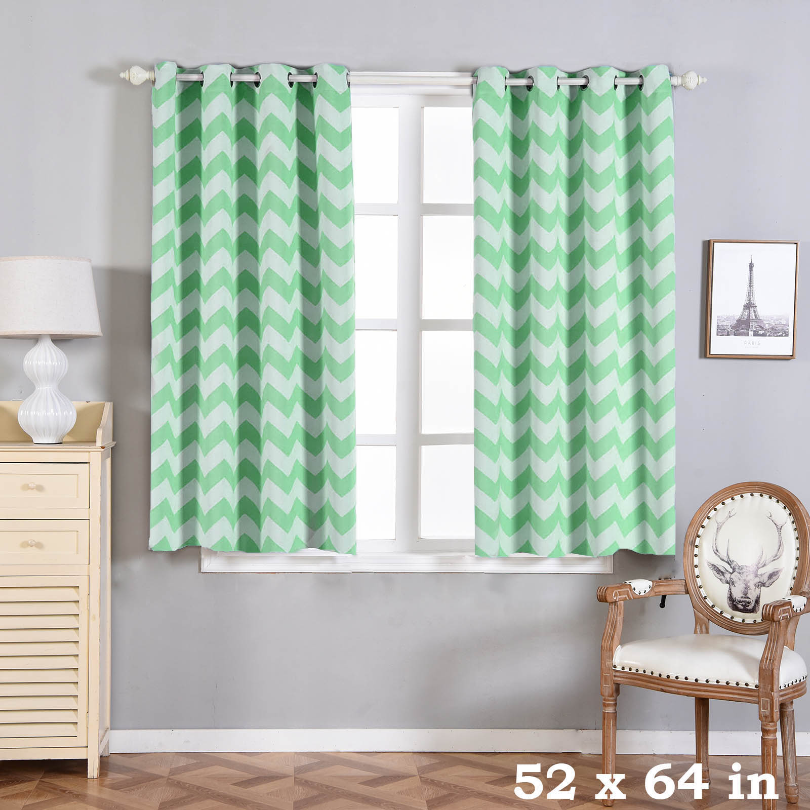 Chevron Blackout 52 x 64-Inch Window Drapes Curtains 2 Panels Grommet Top
